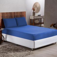 Lençol Cama de Casal Premier 170 Fios Avulso - LuckBaby, Azul Royal