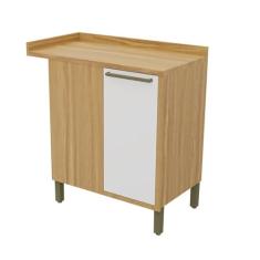 Balcão de Cozinha Canto Reto com 1 Porta e Tampo 100% Mdf Vicenza espresso Móveis Amêndoa/Branco
