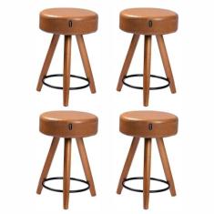 Kit 4 Bancos/Banquetas Estofadas Baixas Confortáveis Sala Cozinha Pés 