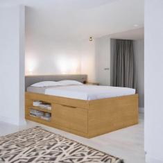 Cama Box Casal com Sapateira Prateleiras Vanessa Naturalle - Framar
