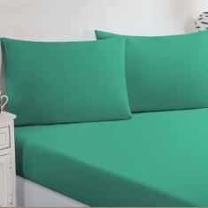 Jogo De Cama Malha Lençol 100% Algodão Gran Moratta 3 Peças Queen - Verde Jade
