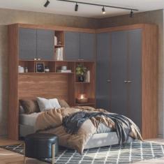 Quarto Casal 7 Portas 2 Gavetas Lugano Santos Andirá, Jatoba/Grafite