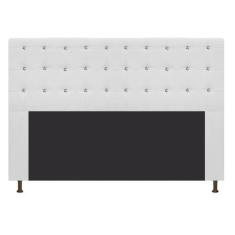 Cabeceira Estofada Dama 140 cm Casal Com Strass Suede Branco - Doce So