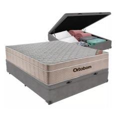 Cama Box Com Baú Casal + Colchão De Molas Ensacadas - Ortobom - AirTec