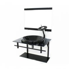 Gabinete de Vidro Para Banheiro Ap 60cm com Cuba Chapéu