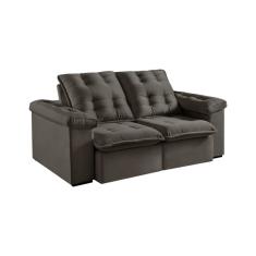 Sofá 3 Lugares Retrátil e Reclinável Itaguaí Veludo Pena Marrom