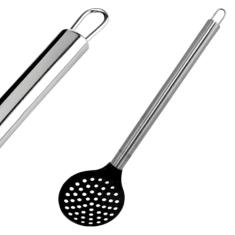 Escumadeira de Silicone com Cabo Inox 35cm Preto