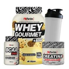 Kit Whey Protein Gourmet + Creatina 300g + BCAA 100 cáps + Coqueteleira - FN Forbis Nutrition-Unissex