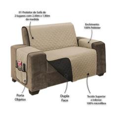 Protetor Impermeável para Sofá de 2 Lugares King - MR, Kaqui/Preto