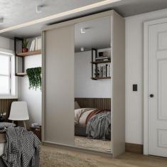 Guarda-roupa Solteiro 100% Mdf Bp com 2 Portas e 1 Espelho Geneve - RR