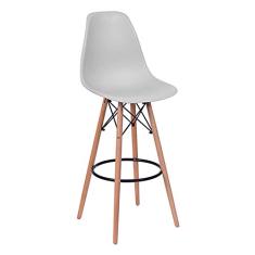 BANQUETA DKR PP CINZA BASE MADEIRA - OR DESIGN