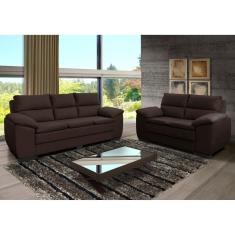 Conjunto Sofá 2 e 3 Lugares Equador Suede Liso Estofados Requinte