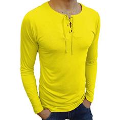 Camiseta Bata Básica Manga Longa cor:amarelo;tamanho:m