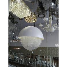 Pendente Branco Moderno Com Cristais