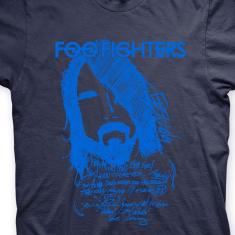 Camiseta Foo Fighters Marinho e Azul Claro em Silk 100% Algodão