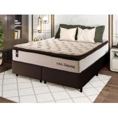 Conjunto Cama Box c/ Molas Ensacadas Quartzo Marrom King 193x203x71 - 