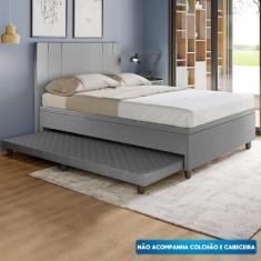 Base Box Casal com Cama Auxiliar com colchão conjugado material sintét