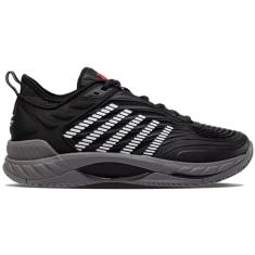 K-Swiss Tênis masculino Hypercourt Supreme 2, Preto/Cinza Aço/Vermelho Fogo, 43