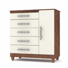 Cômoda Sapateira 5 Gavetas e 1 Porta Line 2001691 Imbuia Rustico Champ