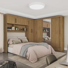 Guarda-roupa Casal Modulado 5 Portas Santiago 3 Portas Plus 5 Gavetas com Espelho Cinamomo