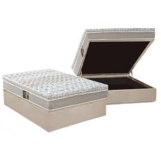 Cama Box Baú Casal: Colchão Molas Castor Pocket Class + Base CRC Suede