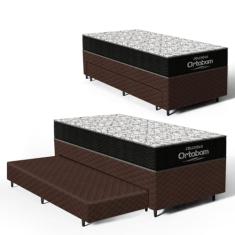 Cama Box com Colchao de Espuma D45 Ortobom Airtech 150 + Auxiliar de Espuma Unique Solteiro 88cm