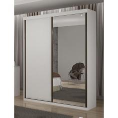 Guarda Roupa Solteiro Com Espelho 2 Portas 3 Gavetas - Búzios-neve - Star Móveis