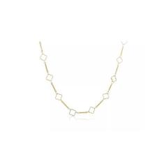 Colar com Corrente Detalhada com Flor Vazada Folheado em Ouro 18k - Fl