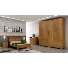 Guarda Roupa Solteiro com Pés 6 Portas 6 Gavetas - Encant-Cumaru - Móveis Novo Horizonte