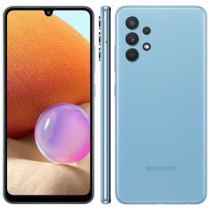 Smartphone Samsung Galaxy A32 Azul 128GB, 4GB RAM, Tela Infinita 6.4", Câmera Traseira Quádrupla, Bateria de 5000mAh, Dual Chip e Octa Core