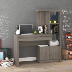 Escrivaninha com Estante 2 Portas 1 Gaveta ME4143 Tecno Mobili Carvalho