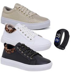 Kit 3 Tênis WSHOES Caminhada E Relógio Feminino-Feminino