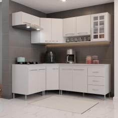 Cozinha Modulada Completa Fidelitá Viena 6 Peças 340cm 12 Portas 3 Gavetas Com Tampo Branco