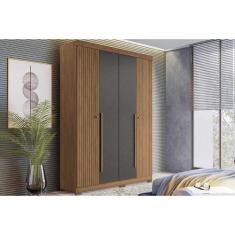 Guarda Roupa 4 Portas e 2 Gavetas c/ Pés Buriti Jatoba/Grafitte - Sant