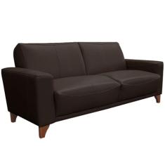 Sofá 3 Lugares Sala de Estar Recepção 200cm Russia Couro Marrom G40 - Gran Belo