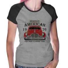 Baby Look Raglan Vintage Classic Car - Foca na Moda, Cinza, Preto, P