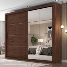 Guarda-Roupa Casal 8 Espelhos 2 Portas de Correr Essencial Espresso Mó