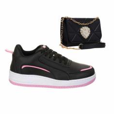 Kit Tênis Feminino Casual e Bolsa Transversal Baladinha Elegante Origi