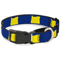 Buckle-Down Coleira para cães martingale - Silhueta do estado de Oregon azul/amarelo - 2,54 cm de largura - serve para pescoços de 38,1-66,04 cm - Grande