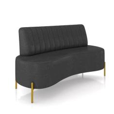 Sofá 2 Lugares Living 135cm Pé Ferro Dourado Maraú Sint Pu Preto K01 -