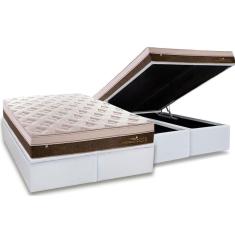 Cama Box Baú King: Colchão Molas Ensacadas Plumatex MasterPocket Personalle + Base crc Courano White(193x203)