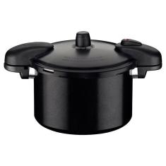 Panela de pressão tramontina valência black em alumínio com revestimento cerâmico preto 24 cm 7 L