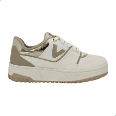 Tênis Feminino Casual Via Marte Off White e Dourado