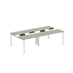 Mesa De Plataforma Dupla Para 4 Pessoas Corporativa 130x140-4p Pdc13-14-4p Nogueira Casablanca-branco