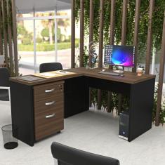 Escrivaninha Em L Com Gaveteiro 3 Gavetas Com Chave 120cmx150cm