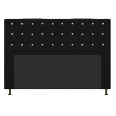 Cabeceira Estofada Dama 195 cm King Size Com Strass Suede Preto - Doce