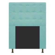 Cabeceira Estofada Dama 90 cm Solteiro Com Botonê Suede Azul Tiffany -