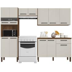 Cozinha Compacta Com Balcão 251cm Louis K02 Nogueira/Off - Mpozenato