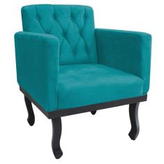 Kit 2 Poltronas Classic Pés Luís Xv Suede Turquesa Adj Decor