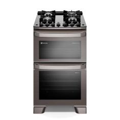 Fogão de Piso Electrolux de 04 Bocas Experience com Duplo Forno e Mesa de Vidro Cinza - FE4DG